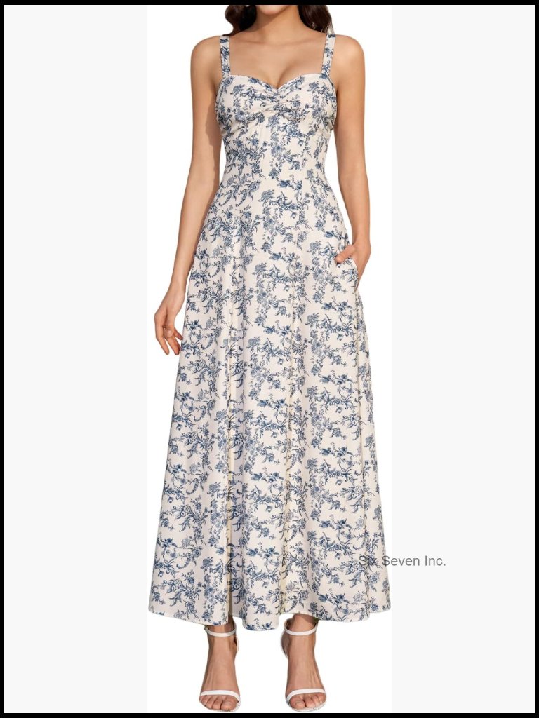 Floral Corset Wedding Guest Maxi Dress With Pockets A-Line
